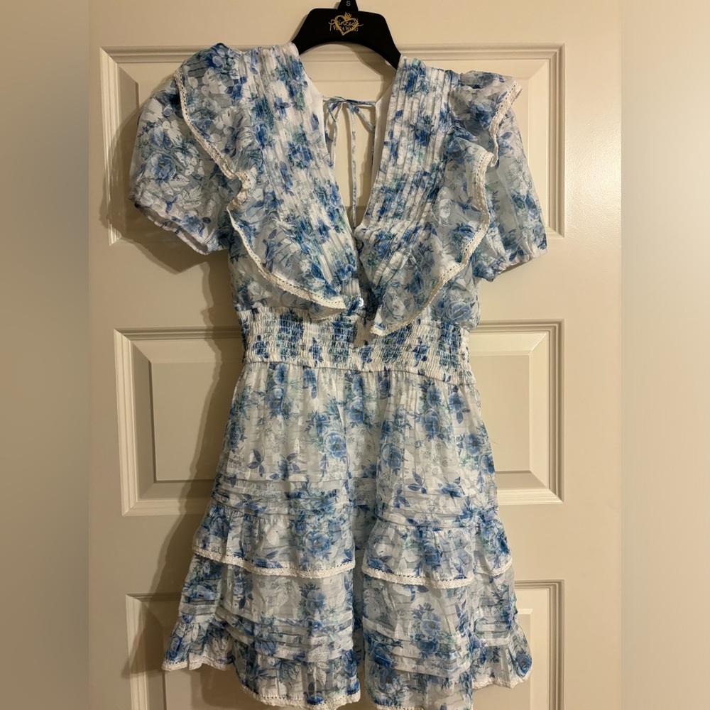 Blue floral boutique dress 
Size medium